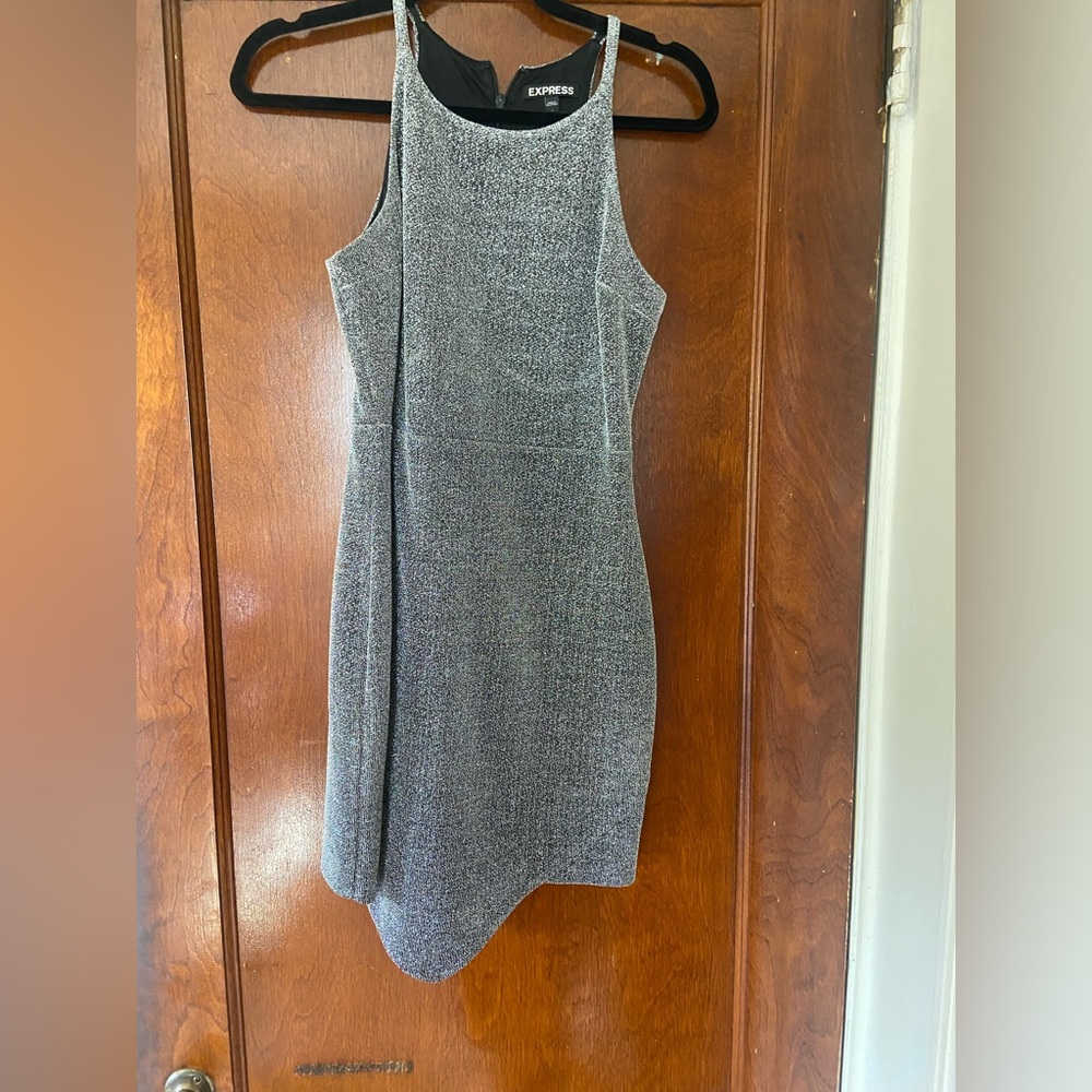 Express Silver Sparkly Mini Dress NYE